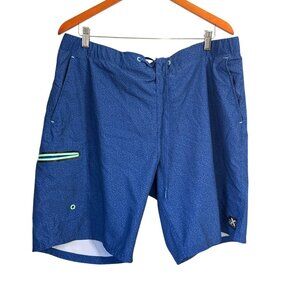 ZeroXposur Mens XL Blue Swim Trunks With Pockets Drawstring Waist & Side Zipper